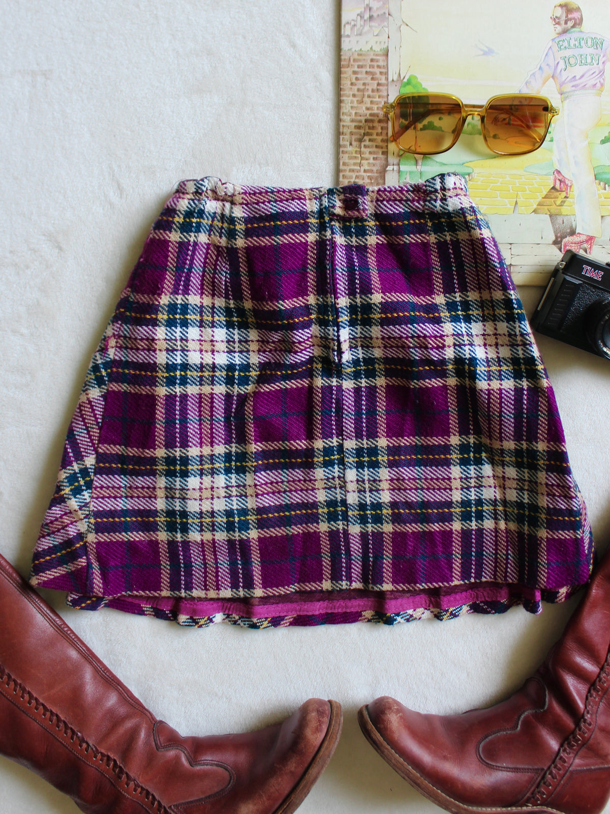 VINTAGE 60s/70s PURPLE MINI SKIRT WITH BUCKLE