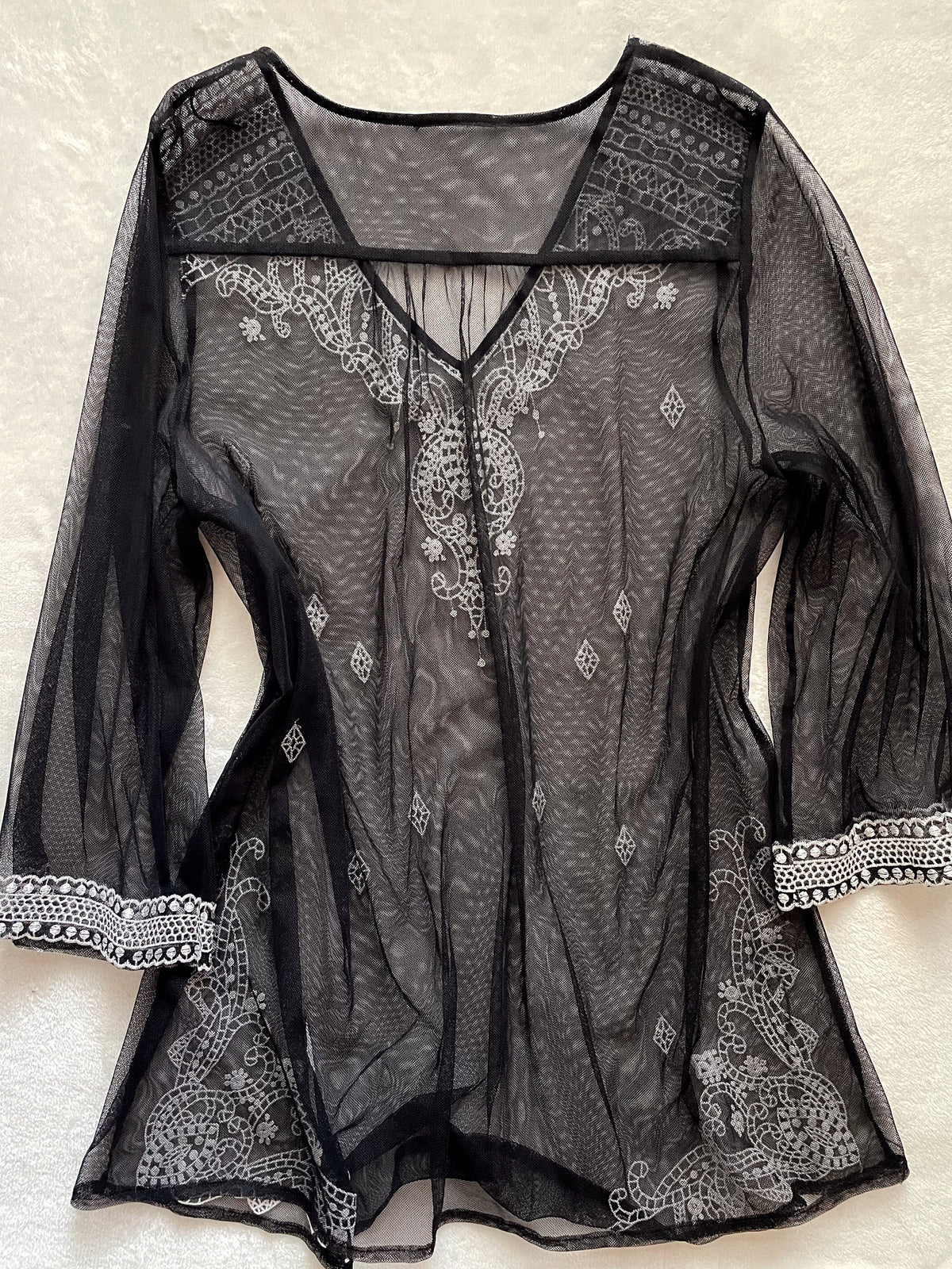 EMBROIDERED SHEER TUNIC
