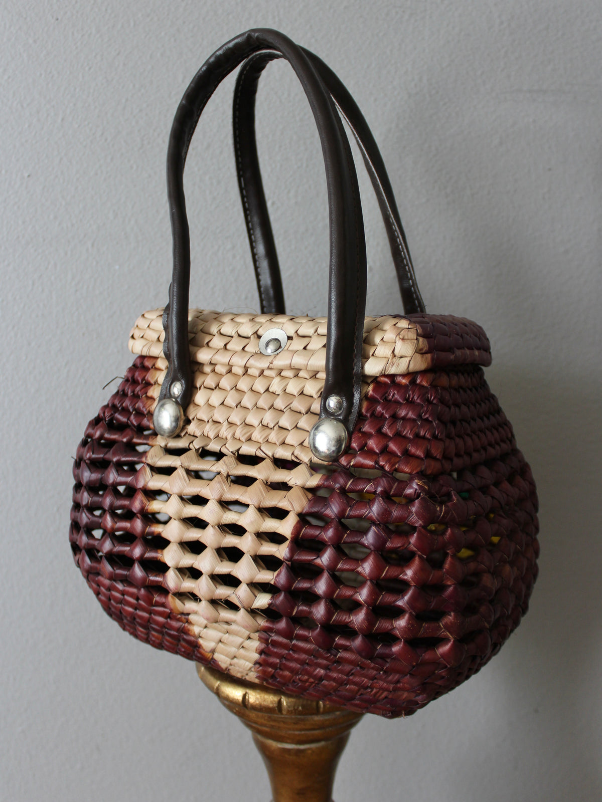 COLORFUL PALM LEAF BASKET BAG