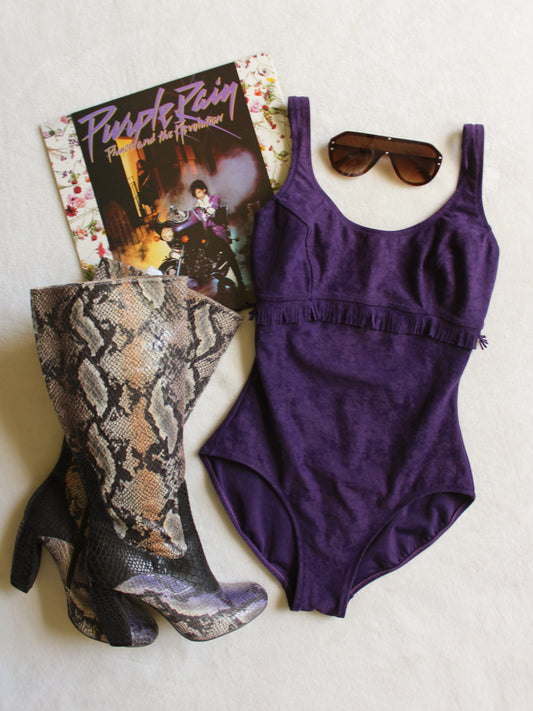 VINTAGE PURPLE FRINGE BODYSUIT