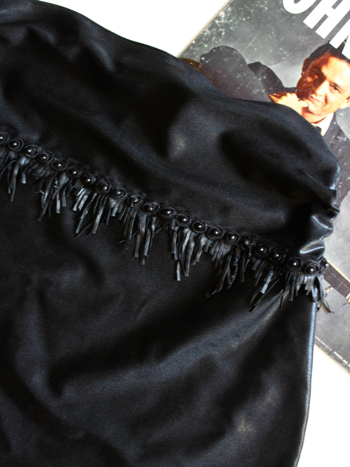 BLACK FRINGE MINI SKIRT