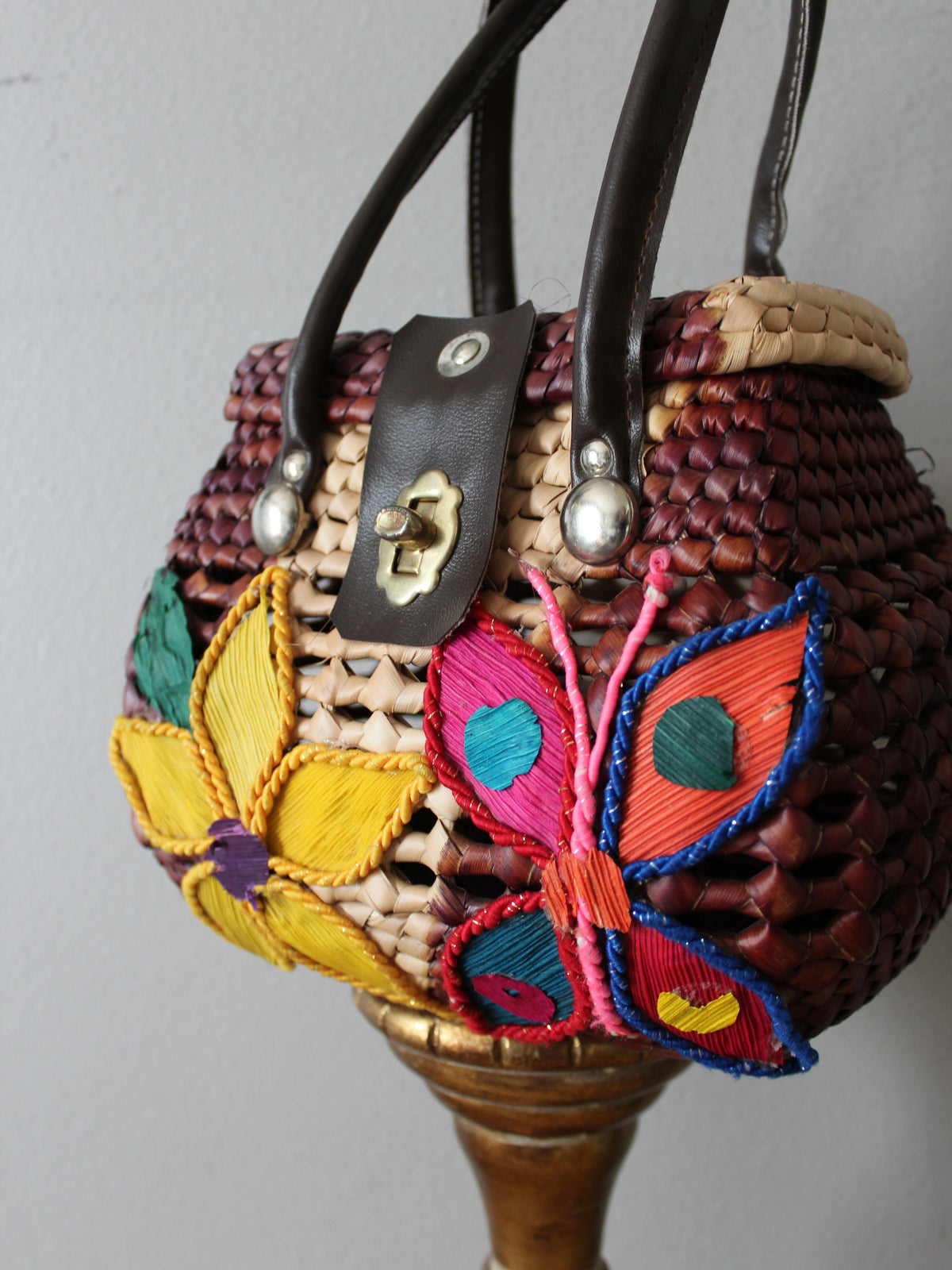 COLORFUL PALM LEAF BASKET BAG