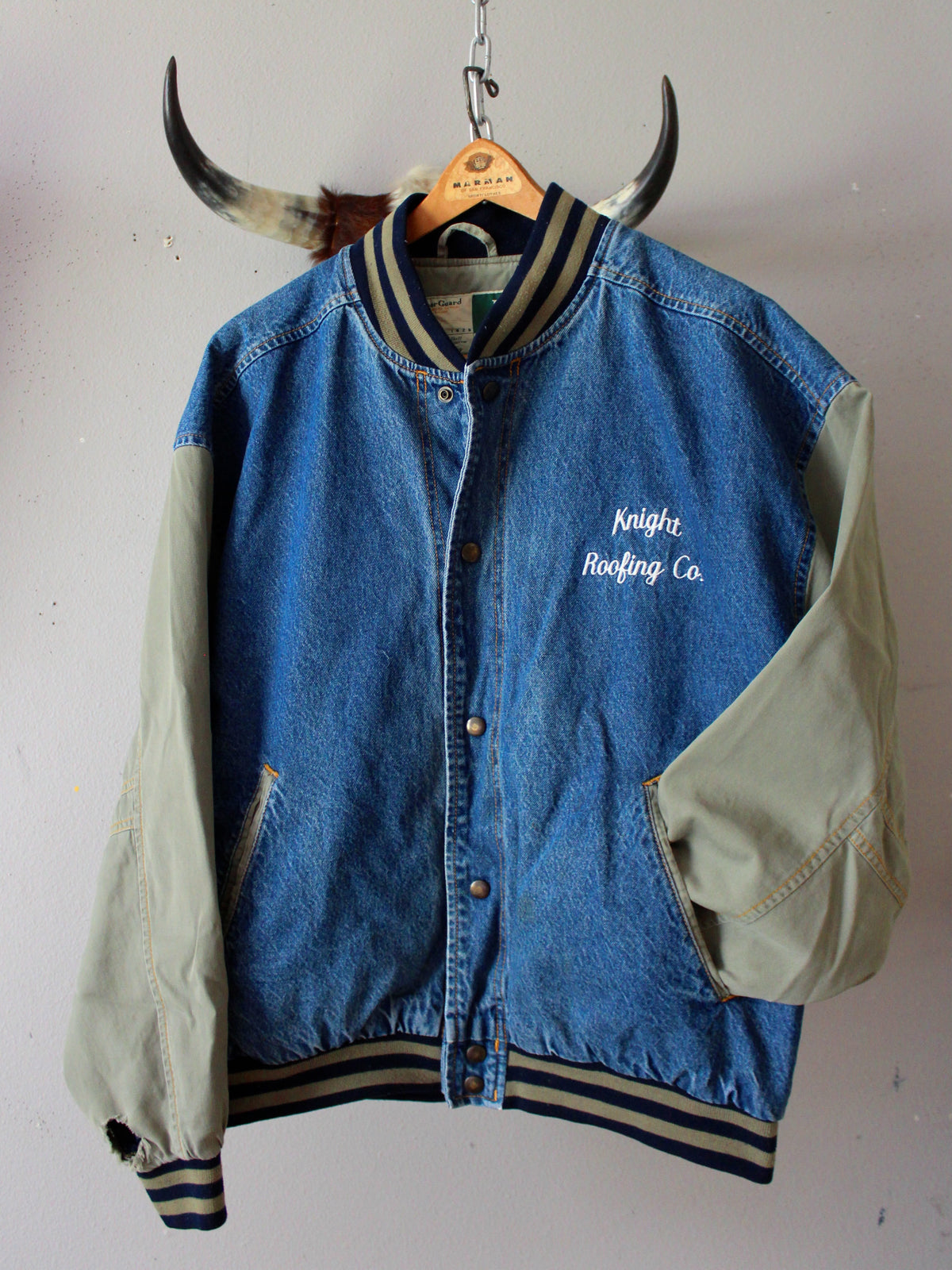 VINTAGE CONTRAST DENIM BOMBER JACKET