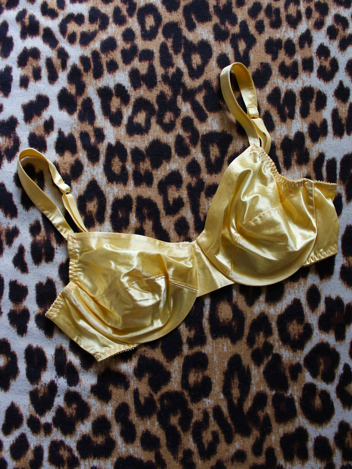 VINTAGE GOLDEN YELLOW SATIN BRA