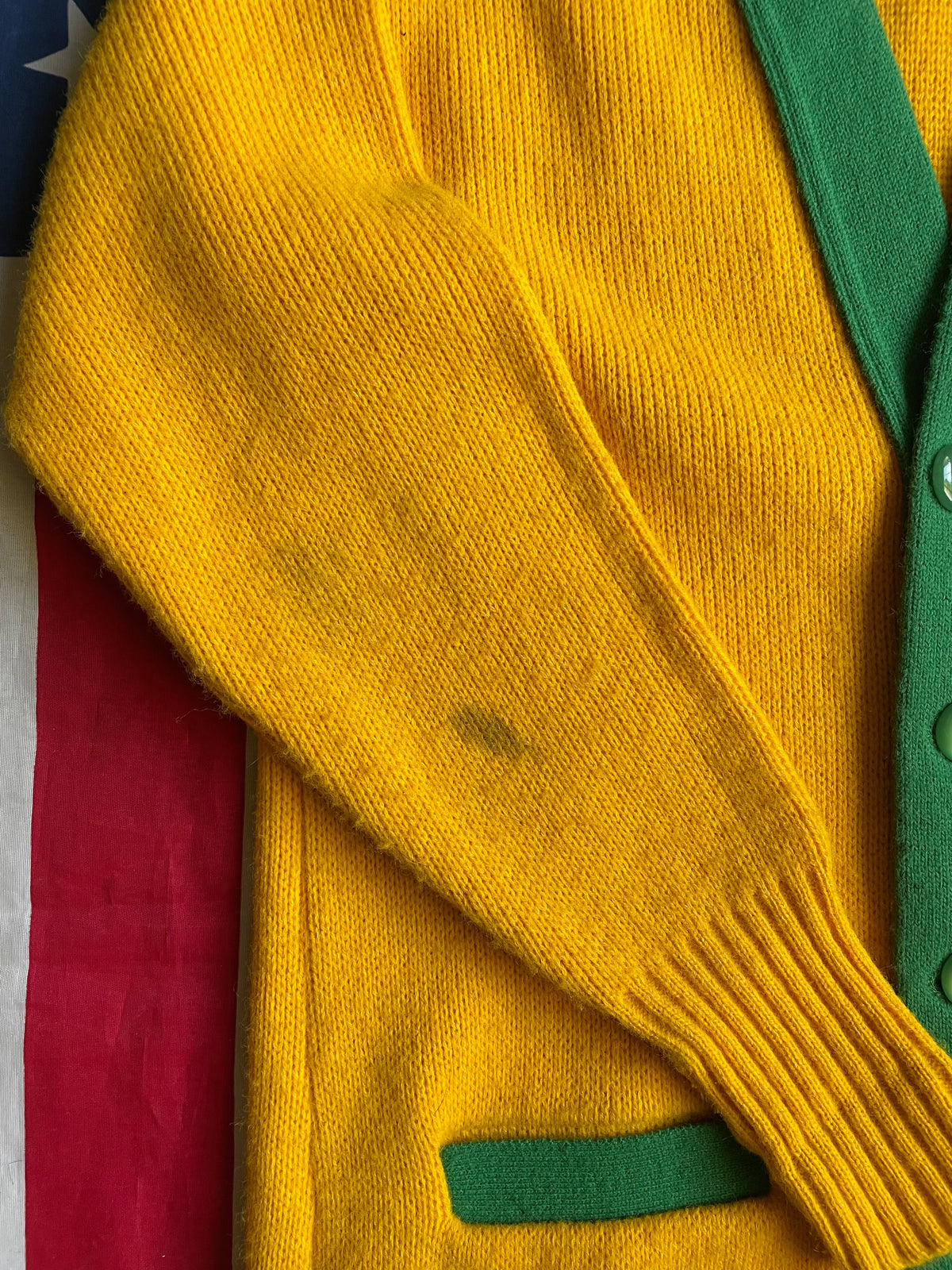 VINTAGE YELLOW/GREEN VARSITY CARDIGAN