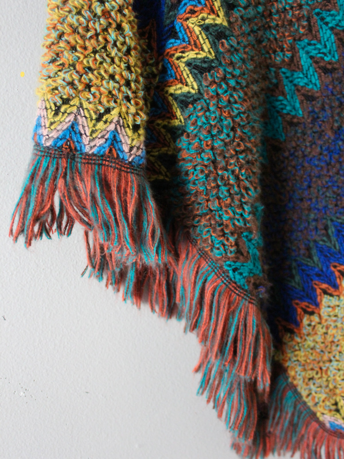 MULTI-COLORED KNIT PONCHO