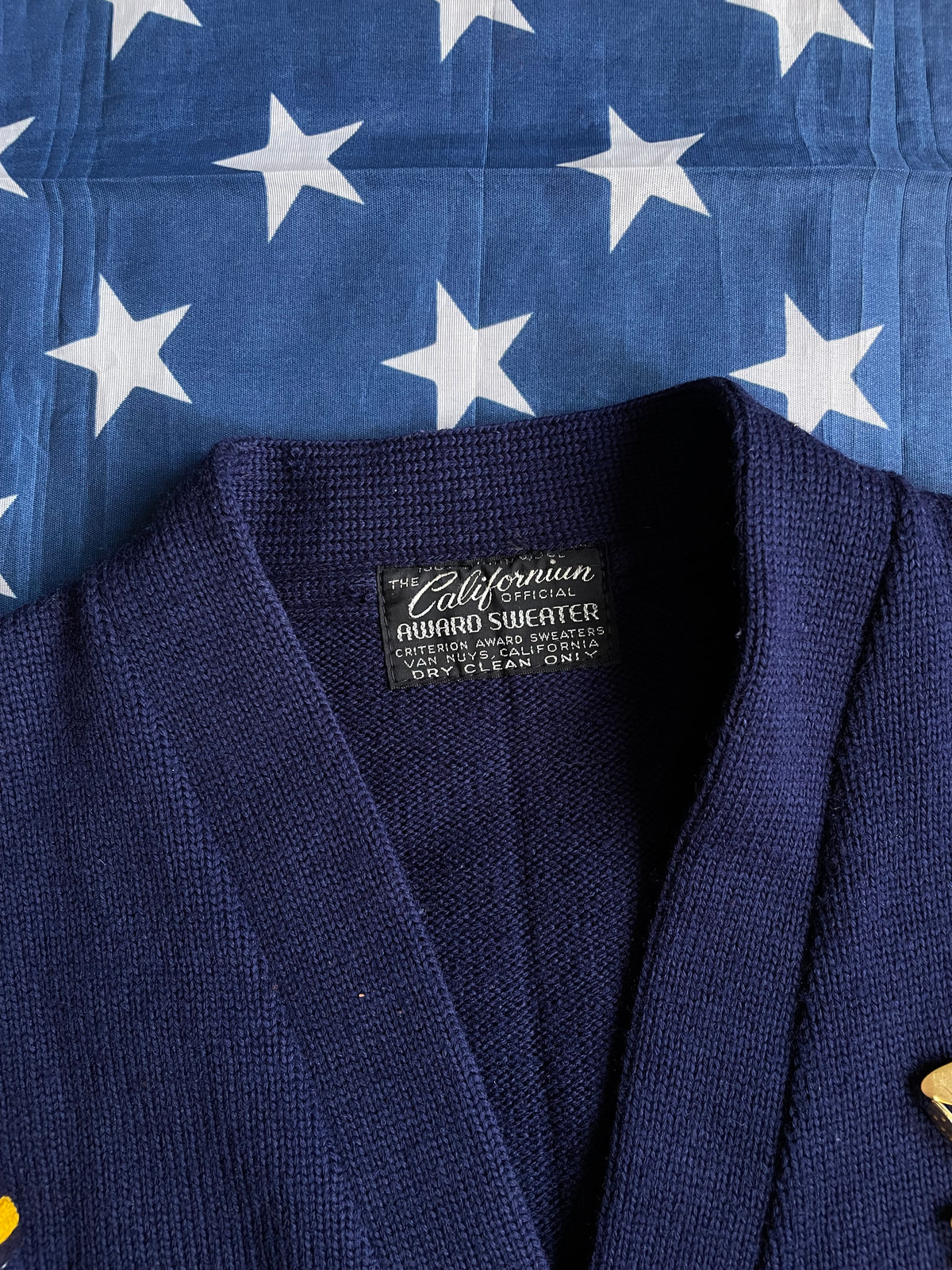 VINTAGE NAVY/YELLOW VARSITY CARDIGAN