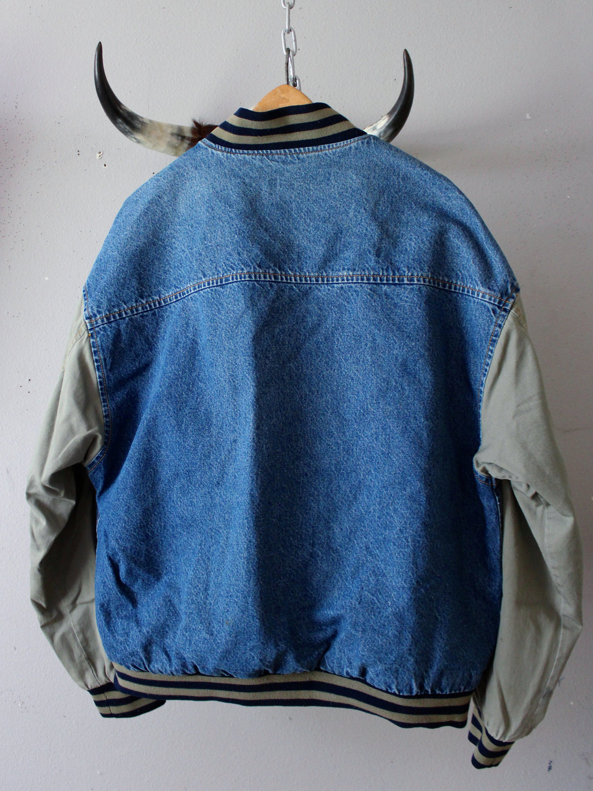 VINTAGE CONTRAST DENIM BOMBER JACKET