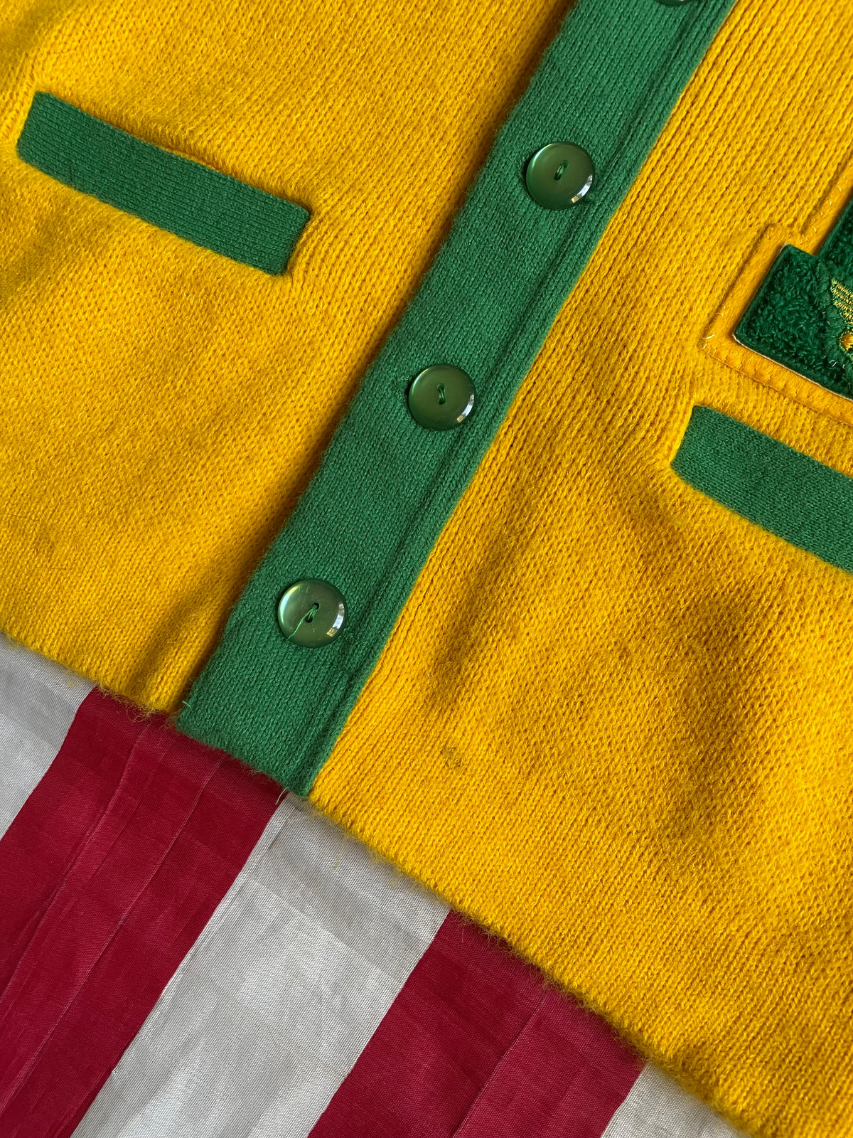 VINTAGE YELLOW/GREEN VARSITY CARDIGAN