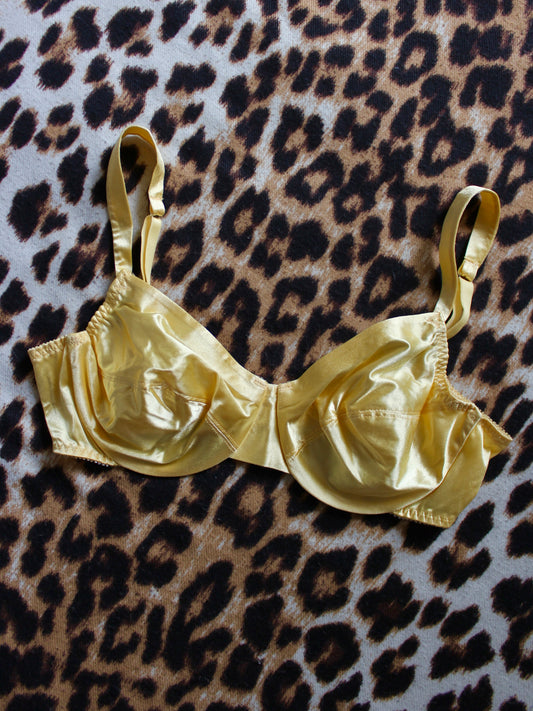 VINTAGE GOLDEN YELLOW SATIN BRA