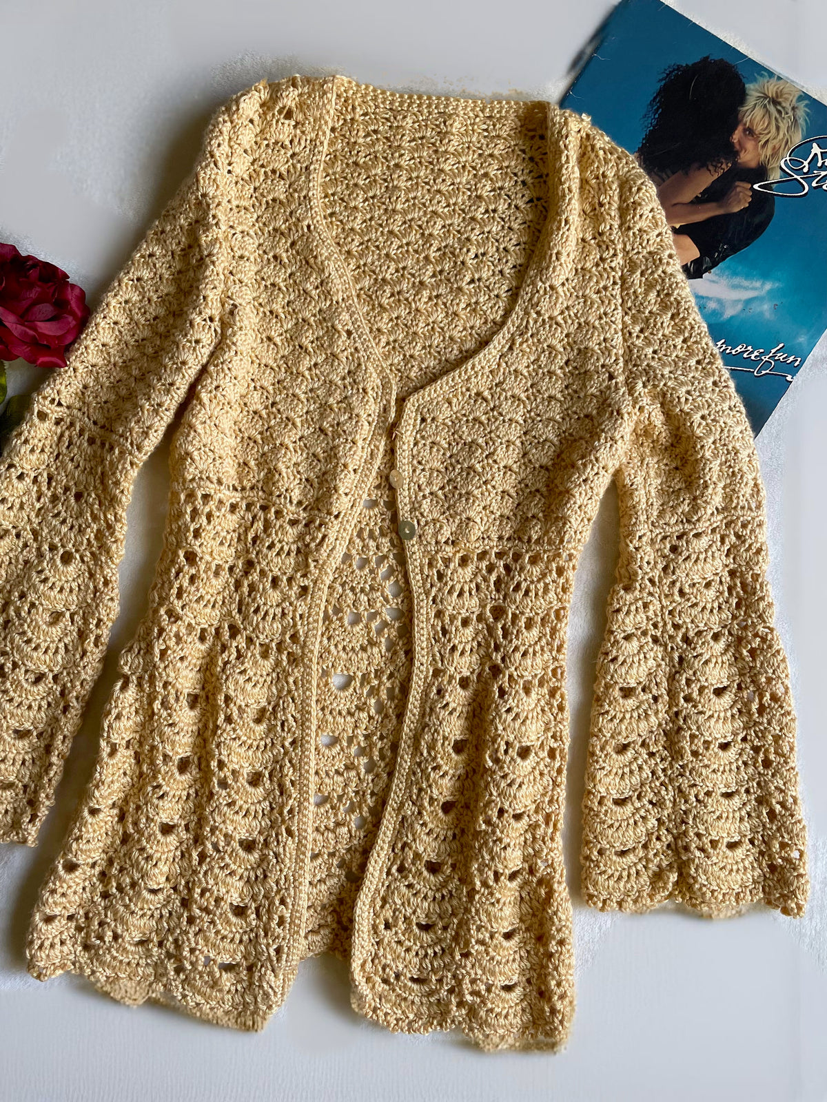 KNITTED BELL SLEEVE CARDIGAN