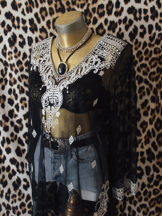 EMBROIDERED SHEER TUNIC