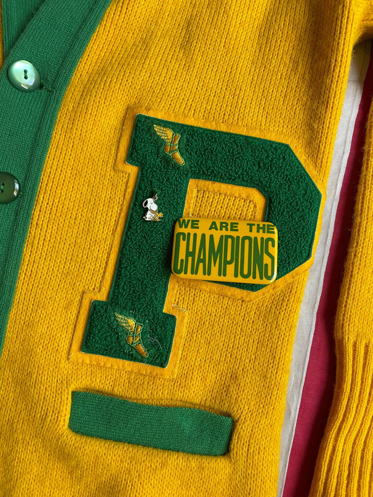 VINTAGE YELLOW/GREEN VARSITY CARDIGAN