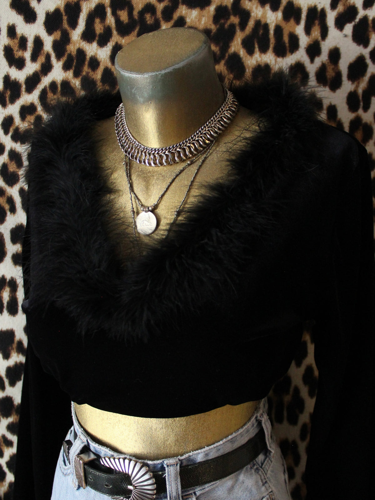 VINTAGE 90’S BLACK VELOUR BELL SLEEVE TOP