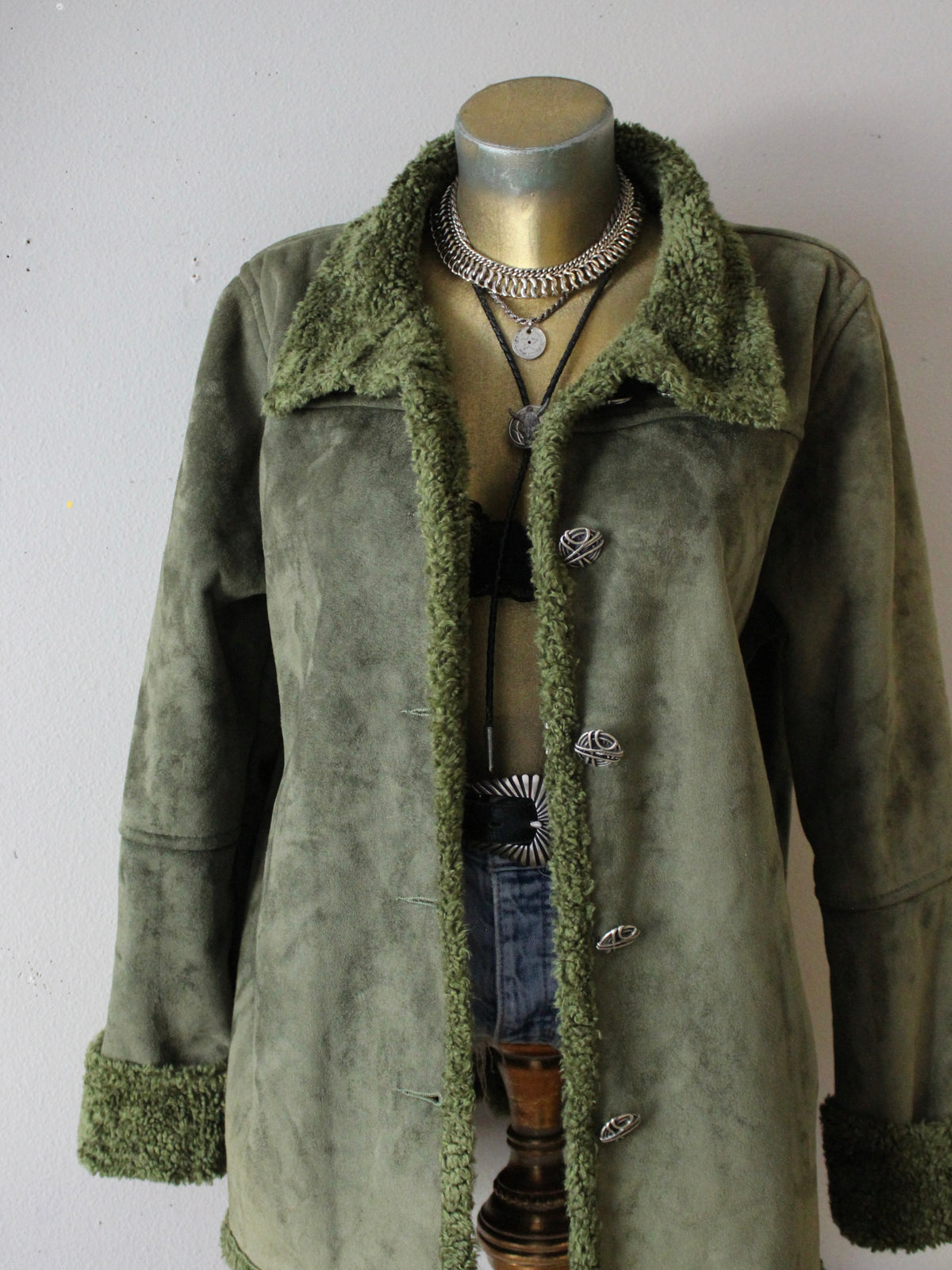 VINTAGE GREEN PENNY LANE STYLE PLUSH COAT