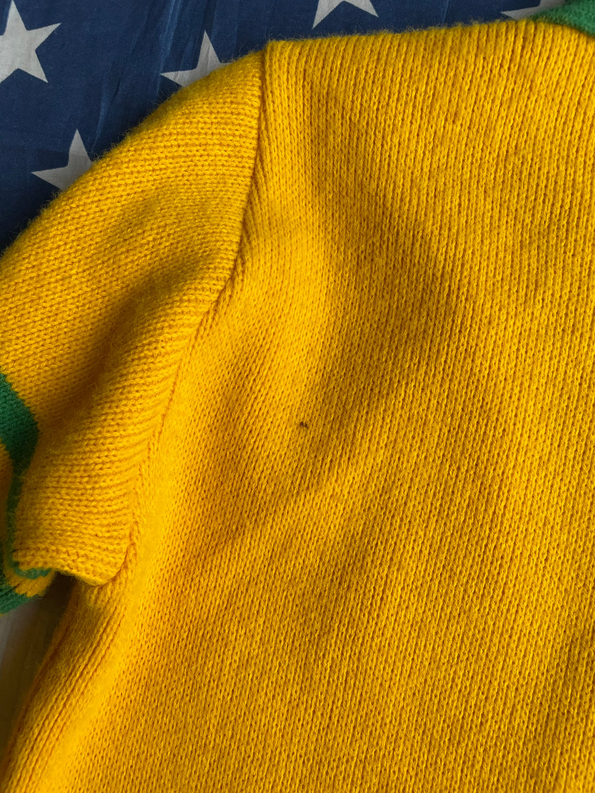 VINTAGE YELLOW/GREEN VARSITY CARDIGAN