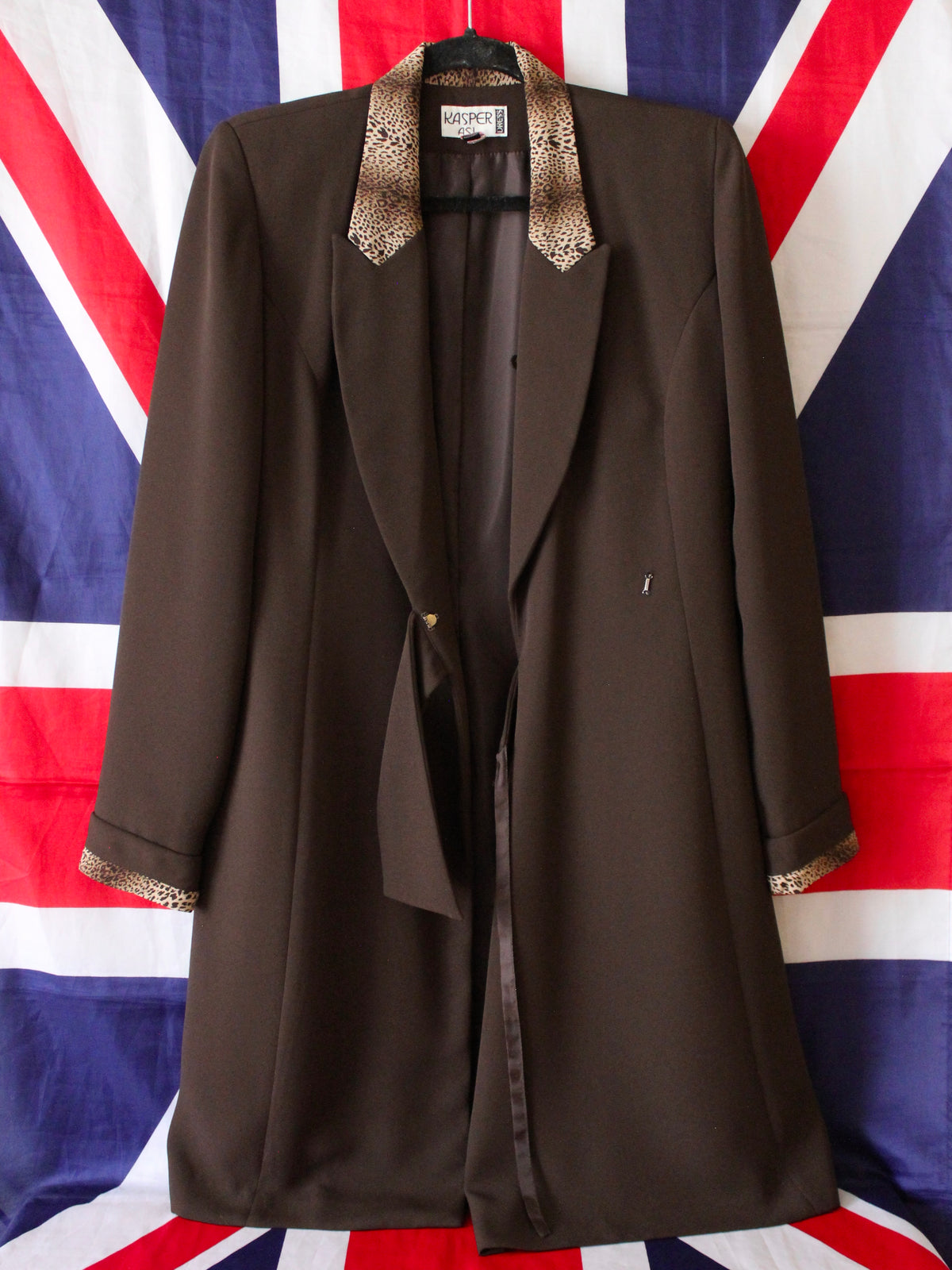 VINTAGE LONG LINE BLAZER JACKET W/ ANIMAL PRINT