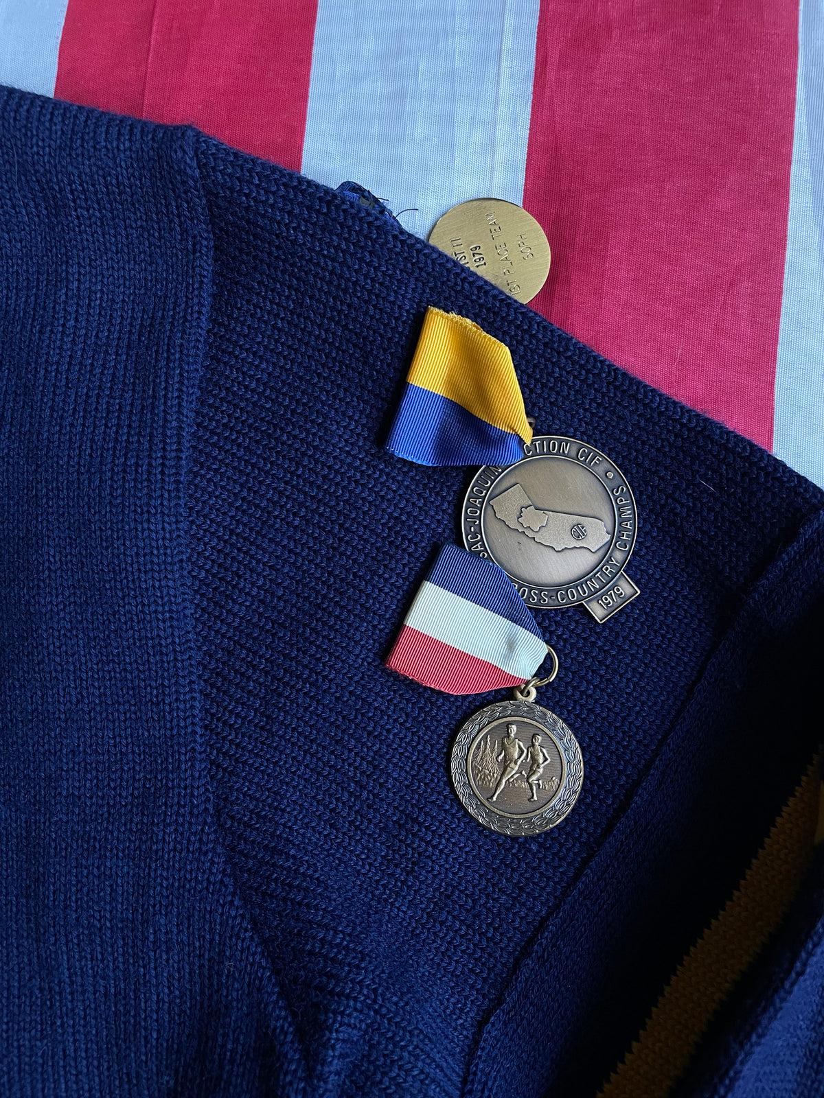 VINTAGE NAVY/YELLOW VARSITY CARDIGAN