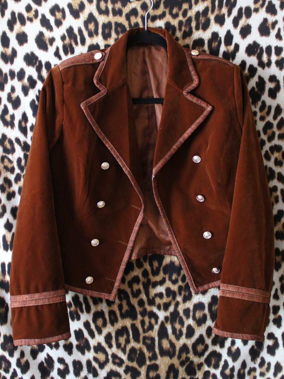 RUST VELOUR MILITARY STYLE JACKET
