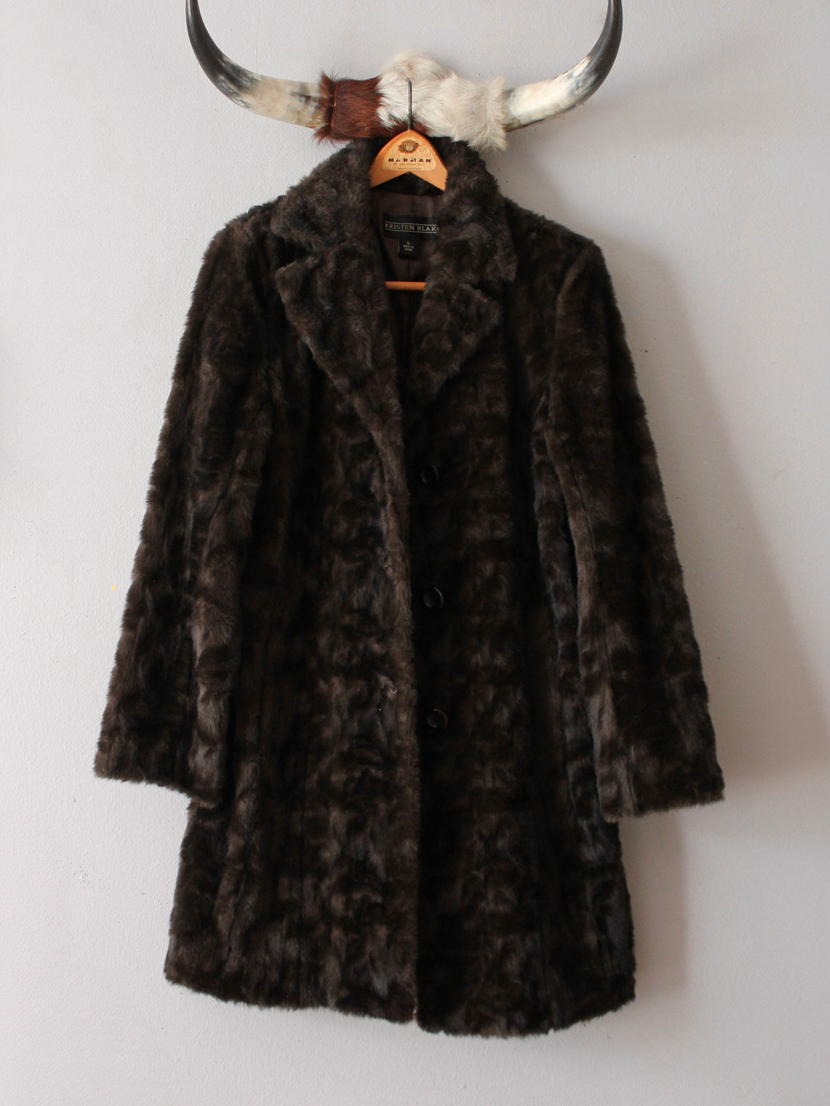 CHOCOLATE BROWN FAUX FUR COAT
