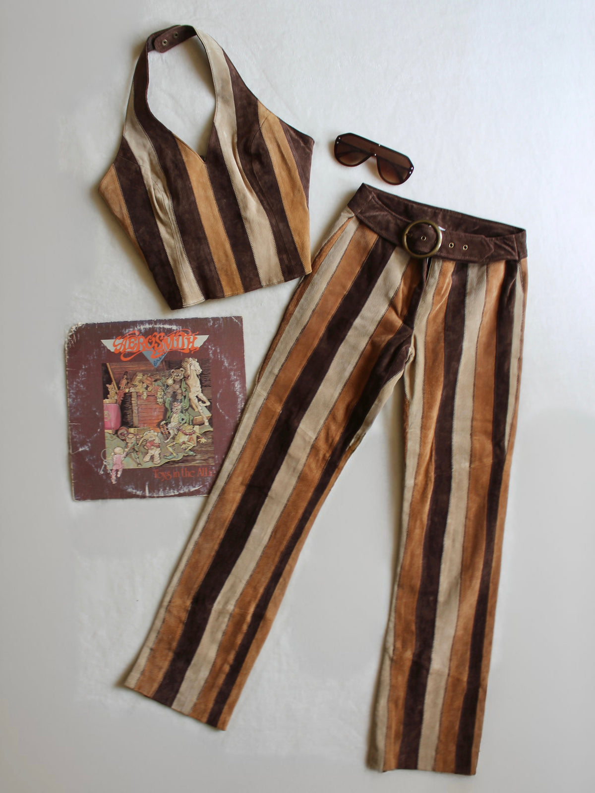 RARE GENUINE LEATHER STRIPED SET