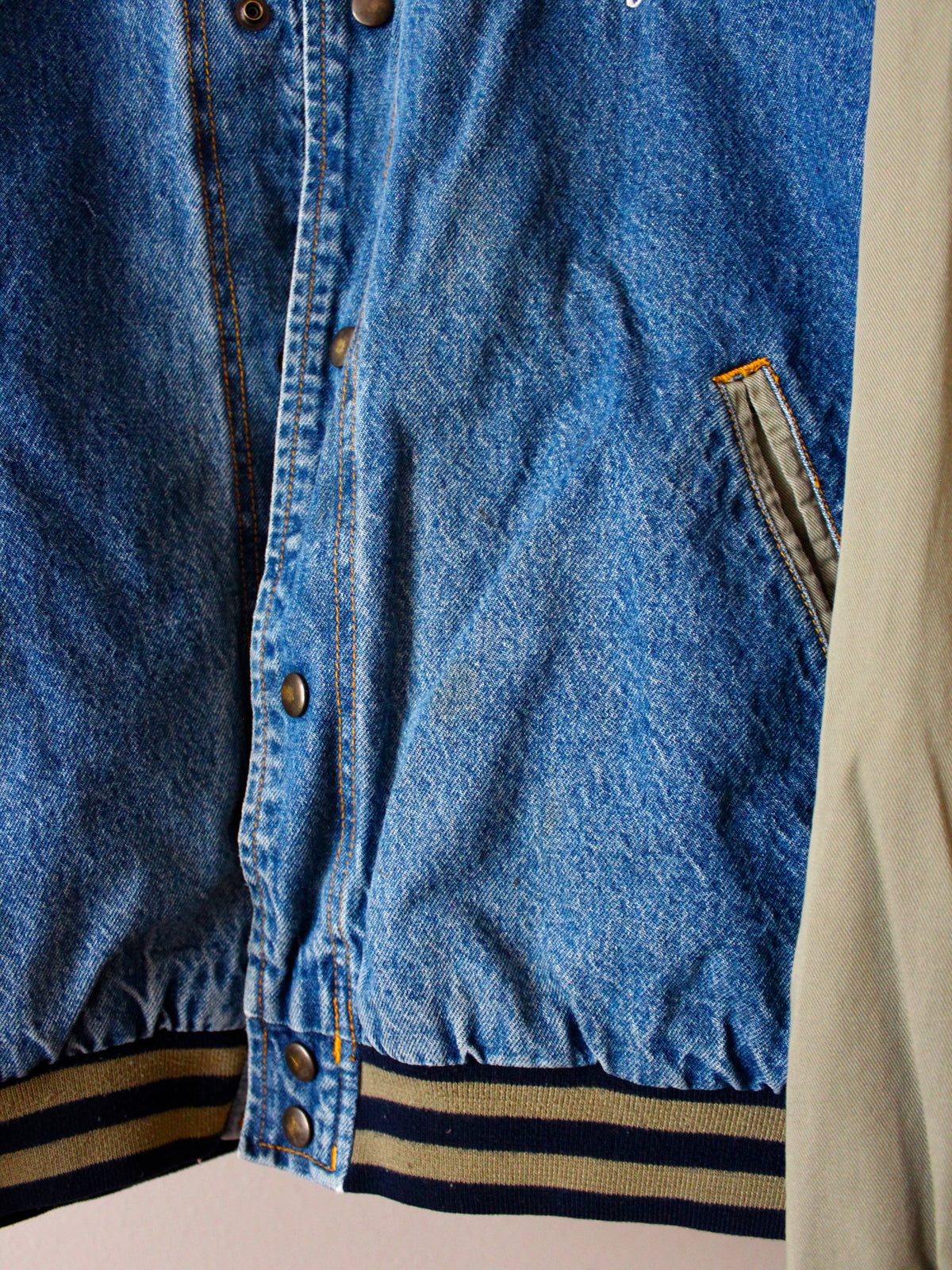 VINTAGE CONTRAST DENIM BOMBER JACKET