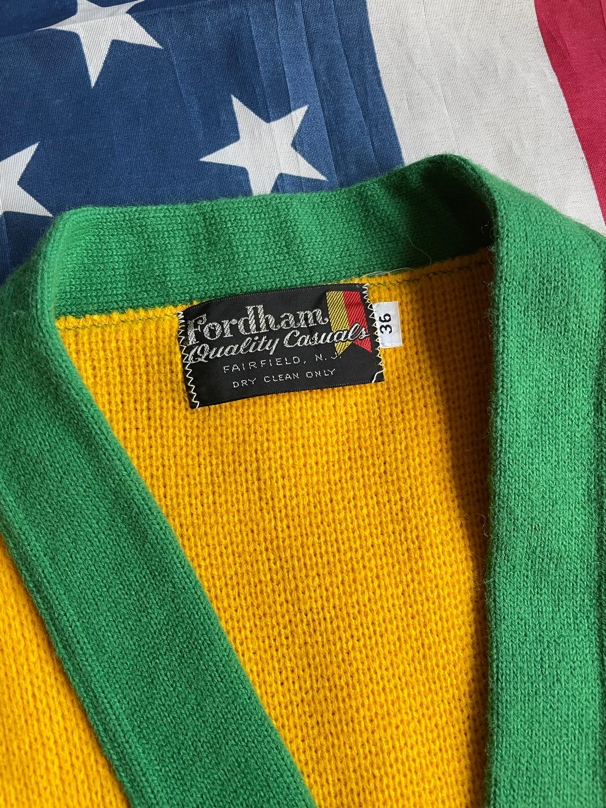 VINTAGE YELLOW/GREEN VARSITY CARDIGAN
