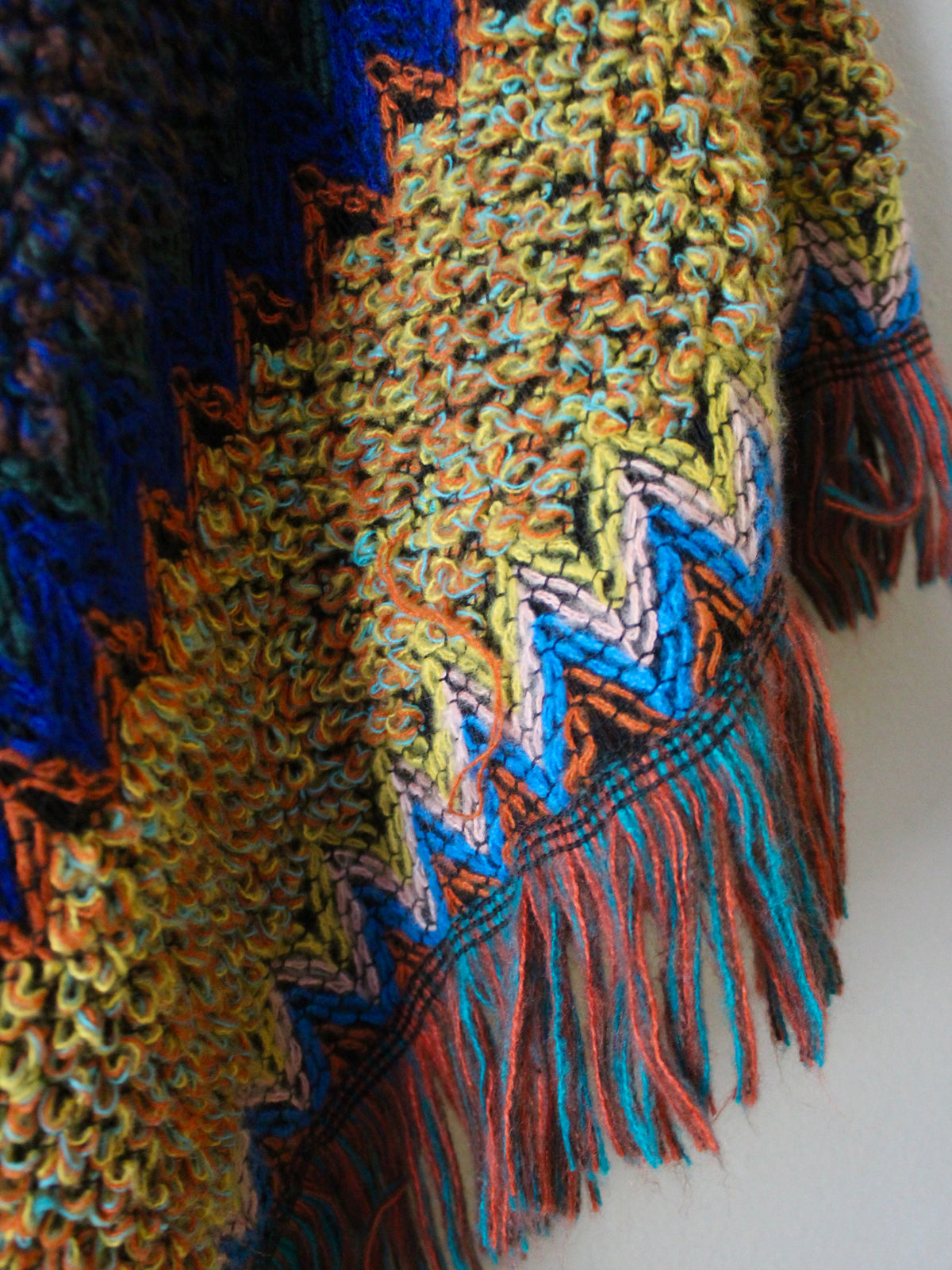 MULTI-COLORED KNIT PONCHO