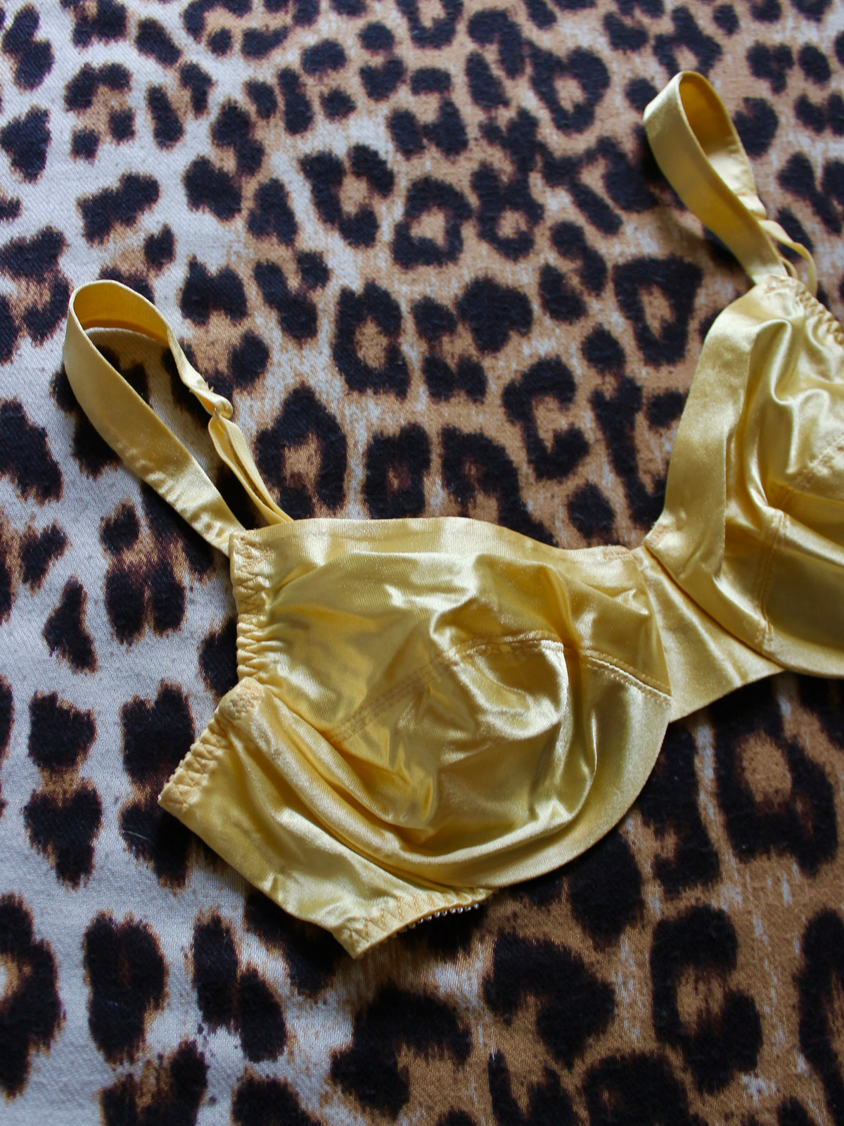 VINTAGE GOLDEN YELLOW SATIN BRA