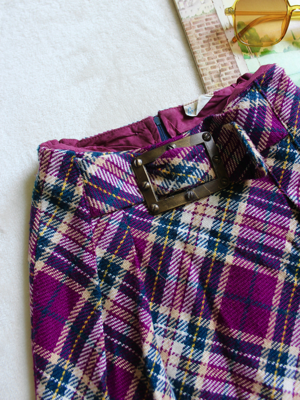 VINTAGE 60s/70s PURPLE MINI SKIRT WITH BUCKLE