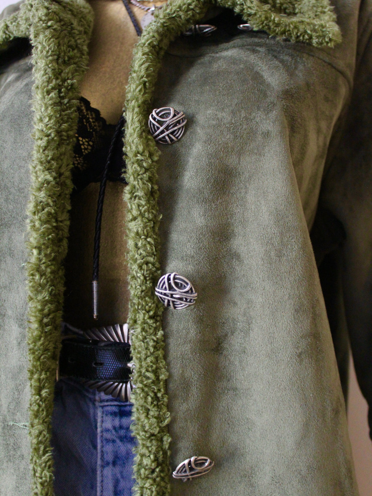 VINTAGE GREEN PENNY LANE STYLE PLUSH COAT