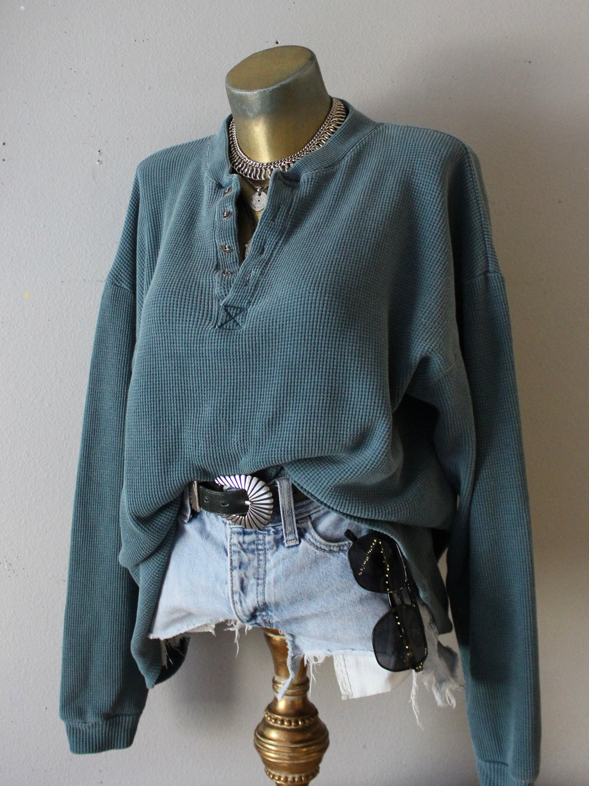 VINTAGE WAFFLE KNIT TOP