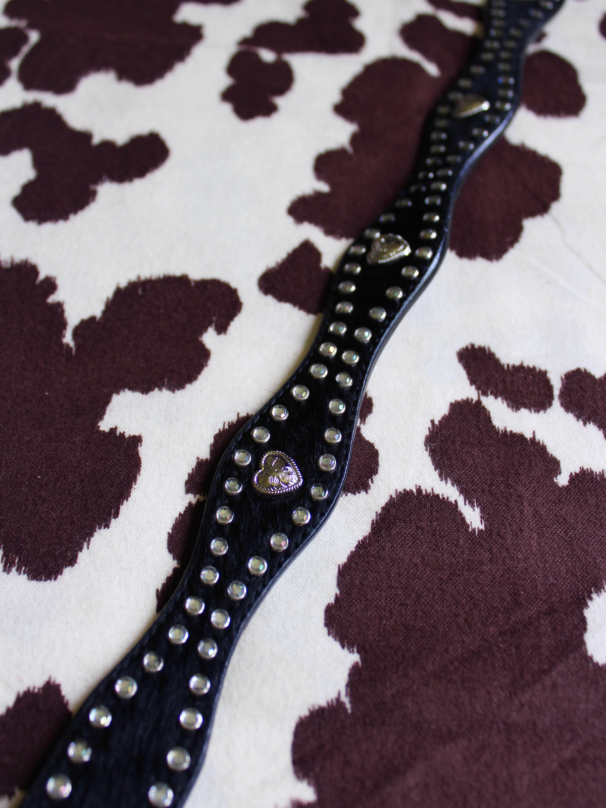 RHINESTONE STUDDED BELT WITH HEART DETAIL