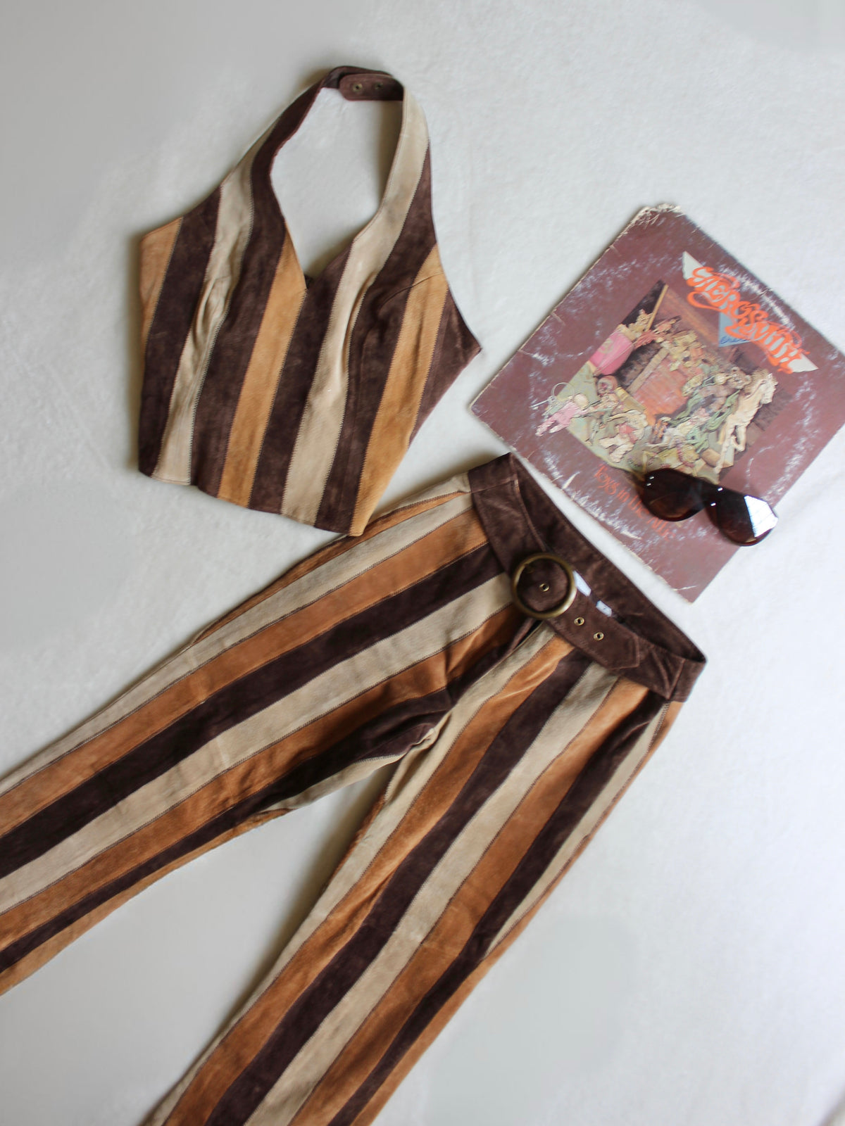 RARE GENUINE LEATHER STRIPED SET