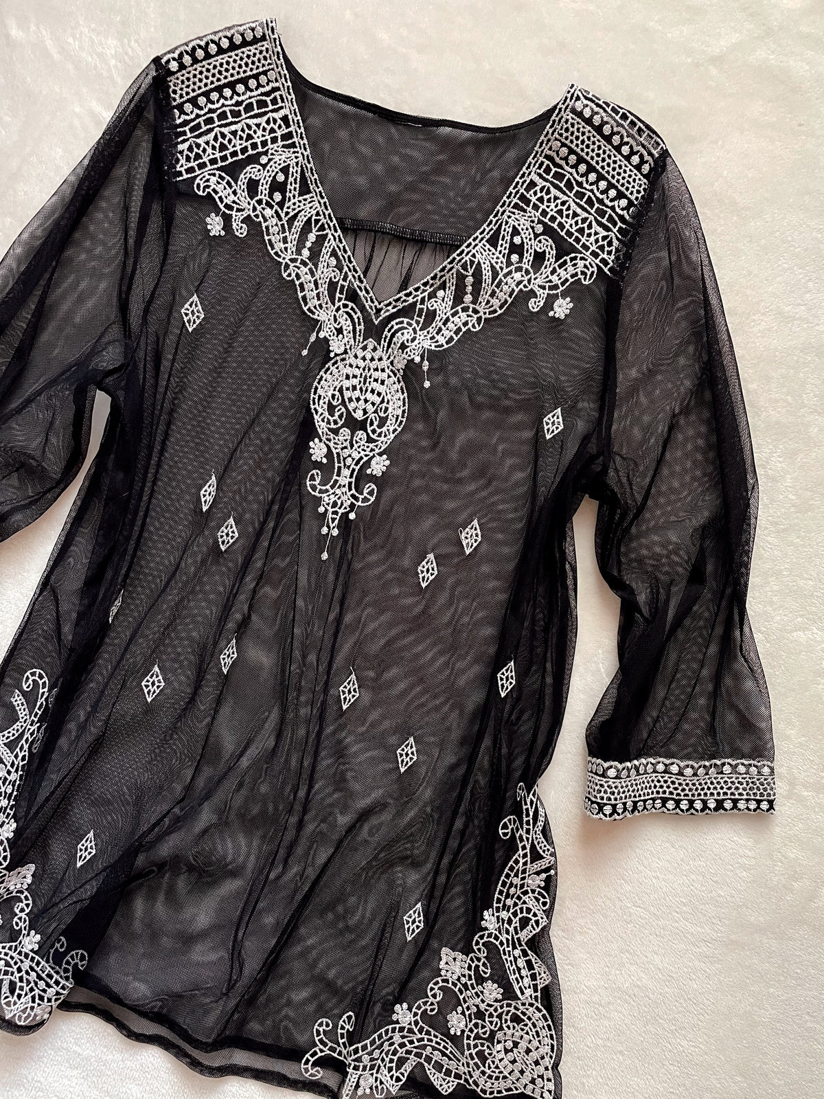 EMBROIDERED SHEER TUNIC