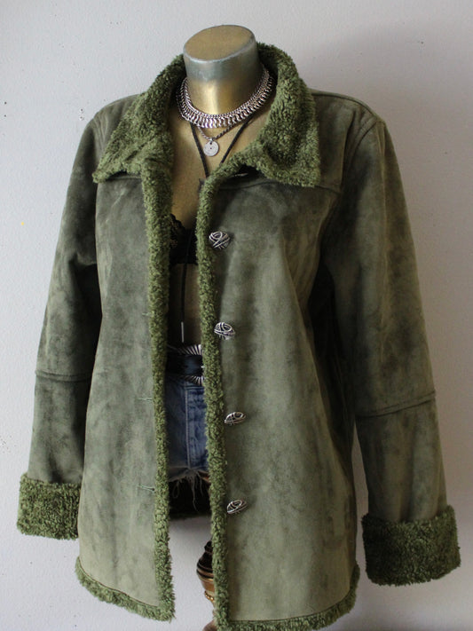 VINTAGE GREEN PENNY LANE STYLE PLUSH COAT