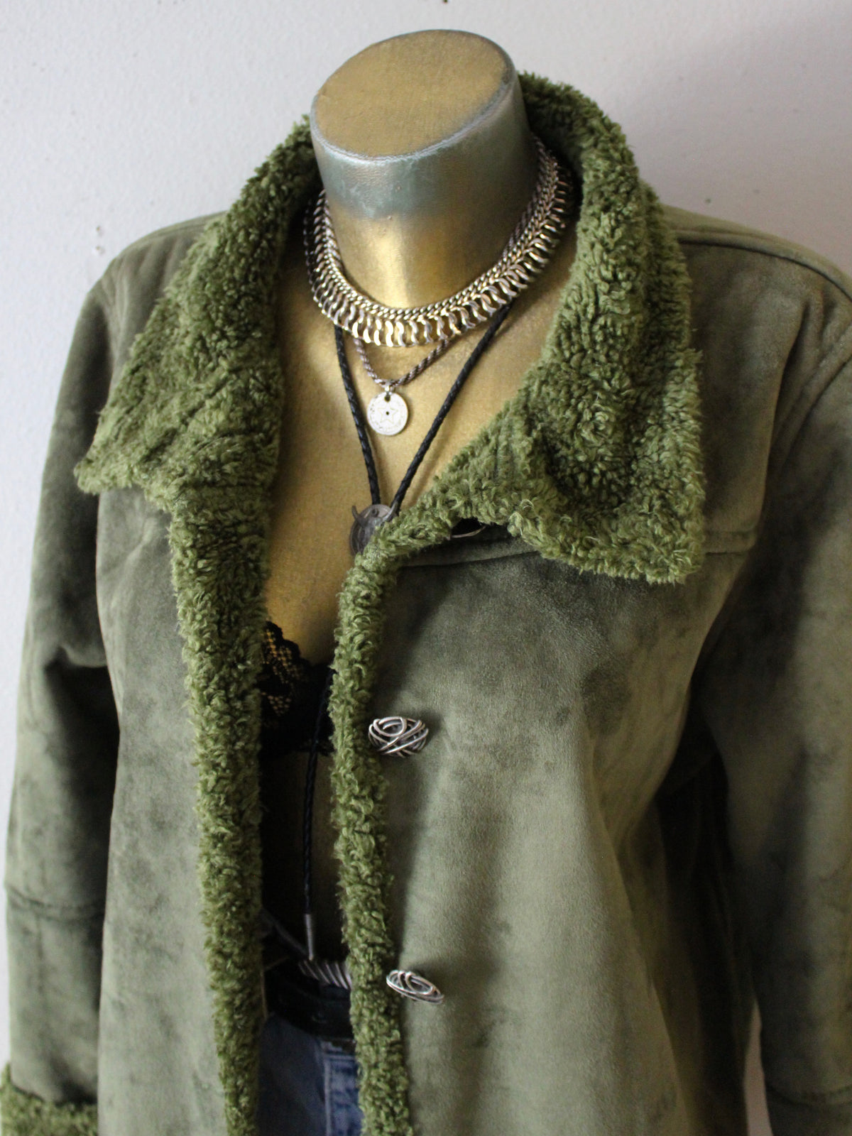 VINTAGE GREEN PENNY LANE STYLE PLUSH COAT