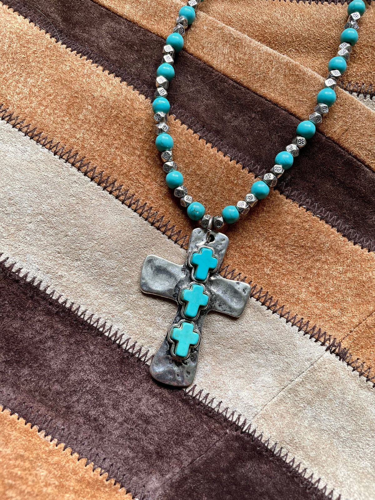 HAMMERED CROSS NECKLACE
