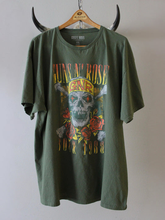 ARMY GREEN GUNS N ROSES TEE