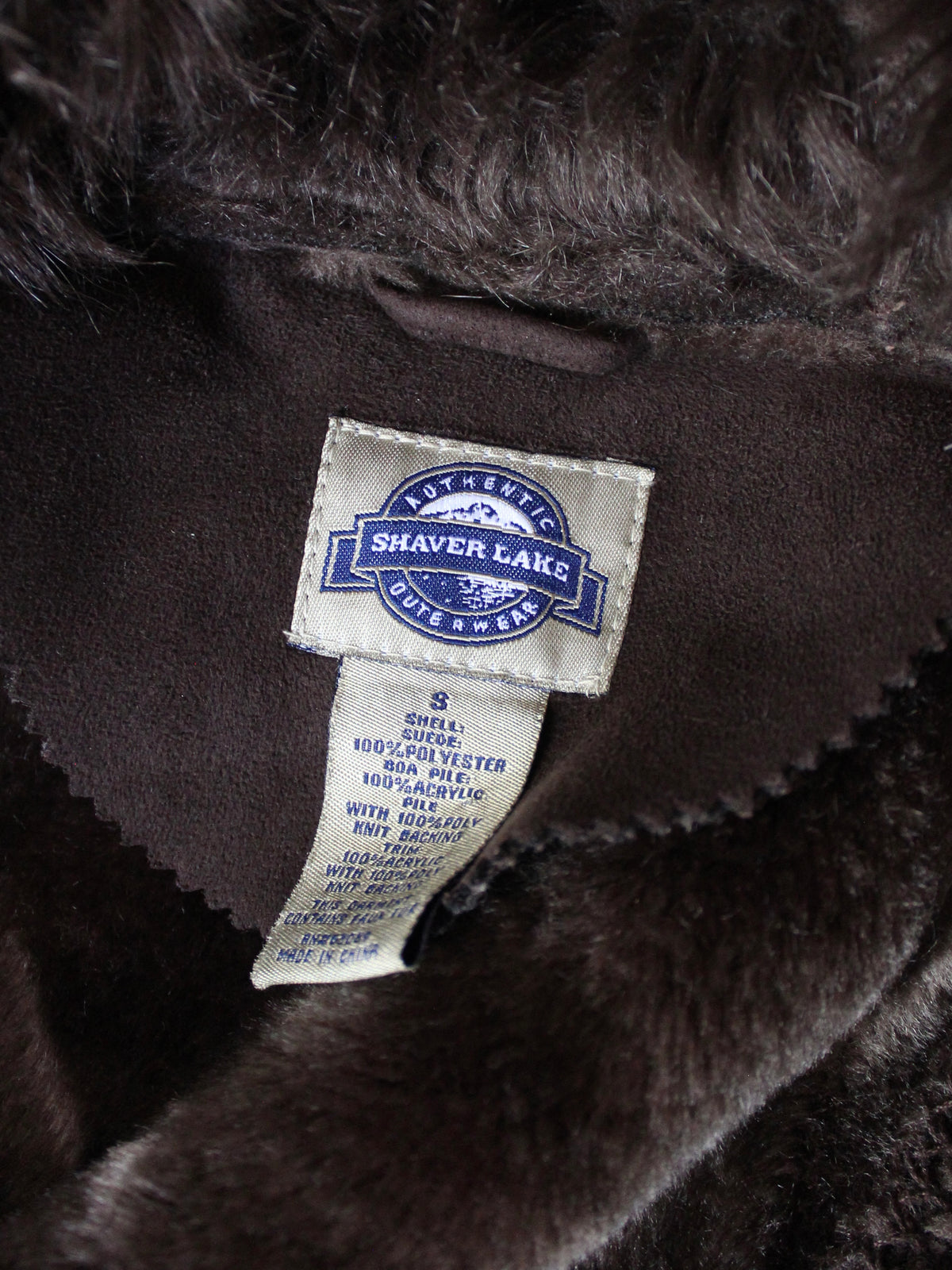 VINTAGE BROWN FUR-TRIM TEDDY COAT