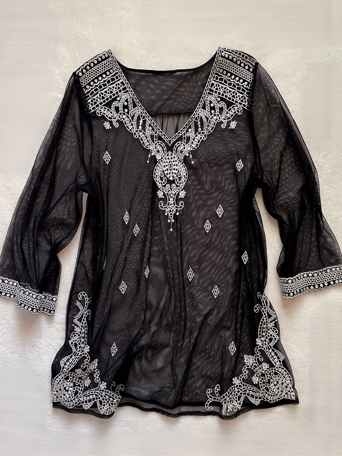 EMBROIDERED SHEER TUNIC