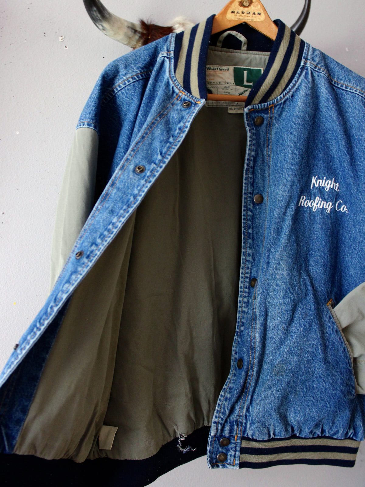 VINTAGE CONTRAST DENIM BOMBER JACKET