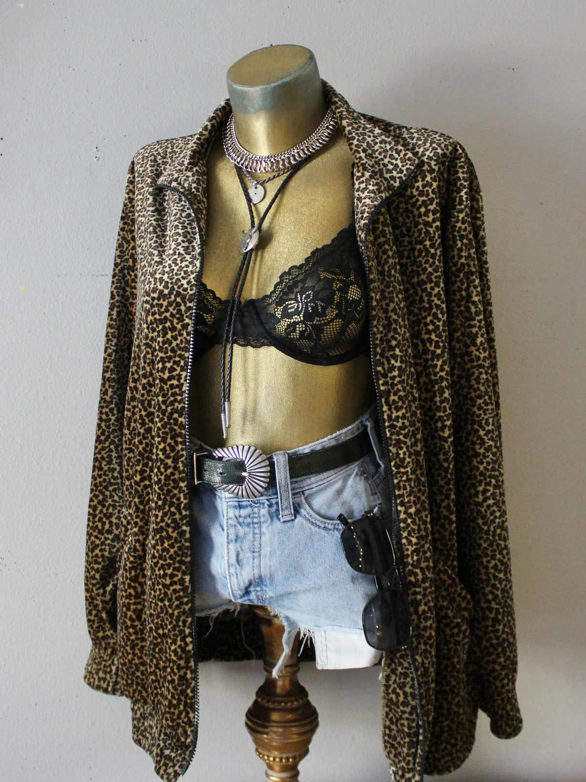 VINTAGE LEOPARD ZIP UP JACKET