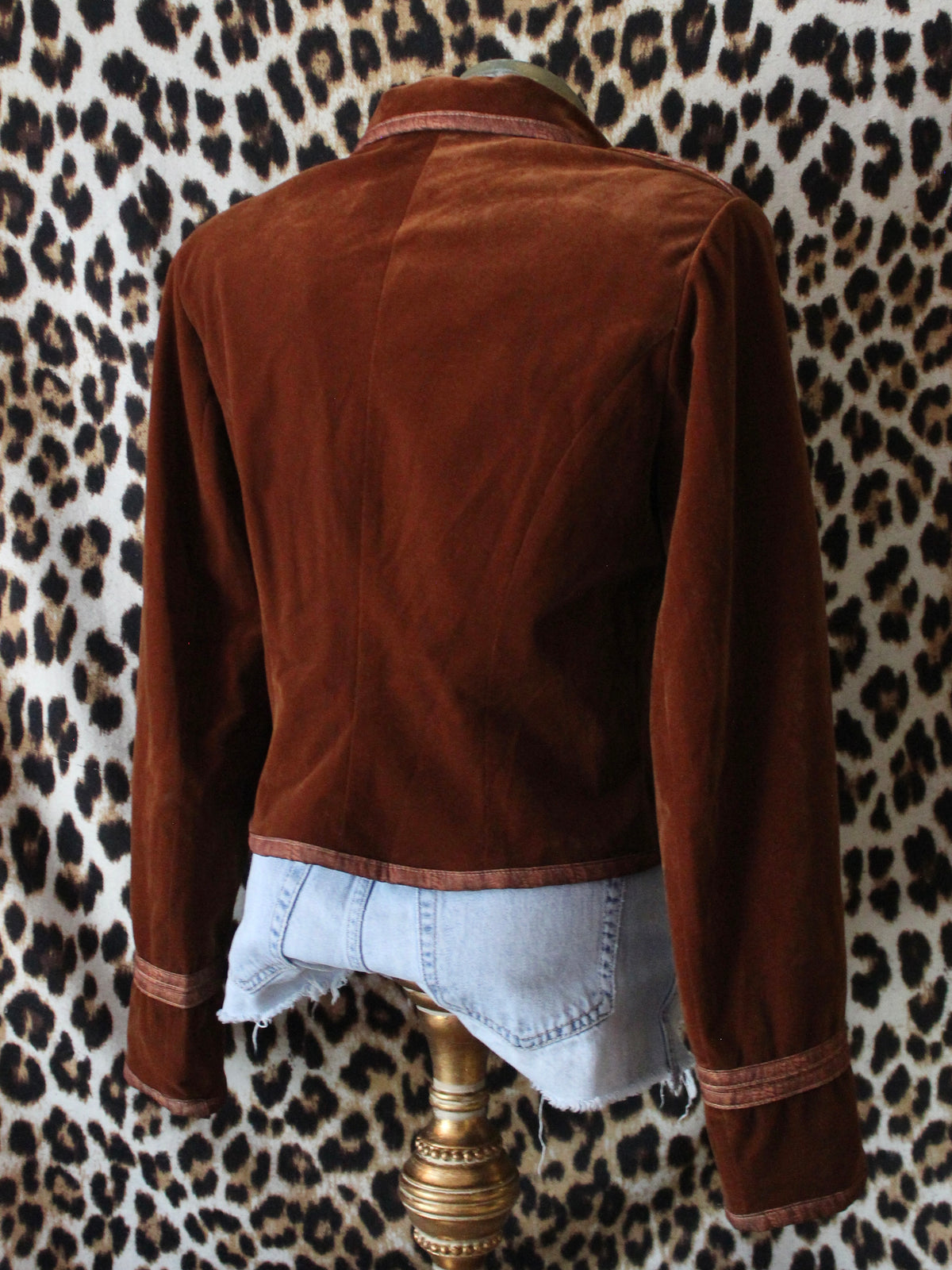 RUST VELOUR MILITARY STYLE JACKET