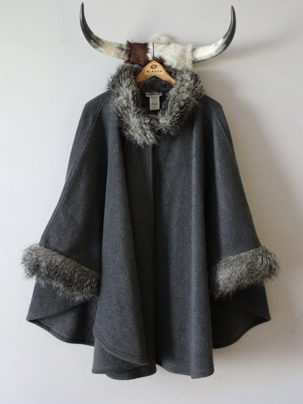 FAUX FUR TRIM SHAWL
