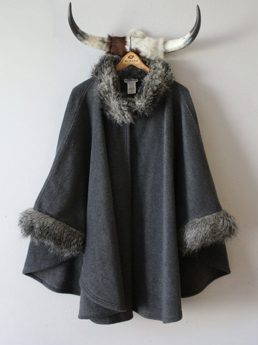 FAUX FUR TRIM SHAWL