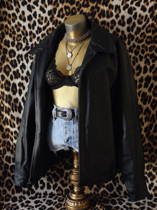 VINTAGE LEATHER BOMBER JACKET