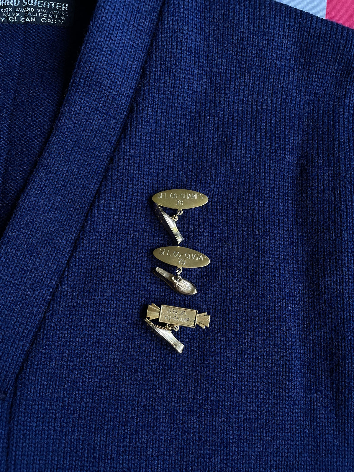 VINTAGE NAVY/YELLOW VARSITY CARDIGAN