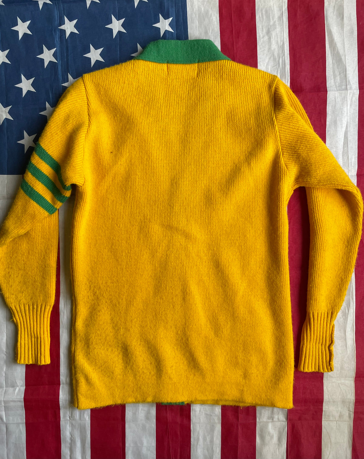 VINTAGE YELLOW/GREEN VARSITY CARDIGAN