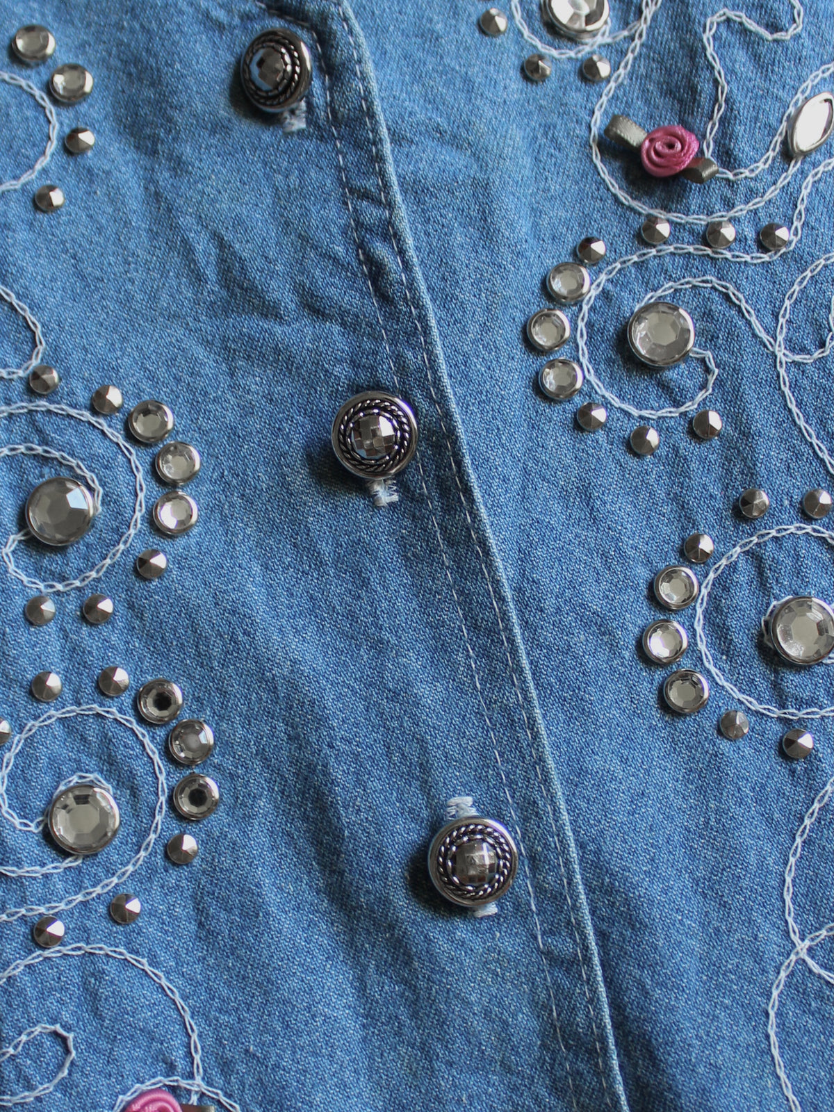 VINTAGE RHINESTONE DENIM VEST